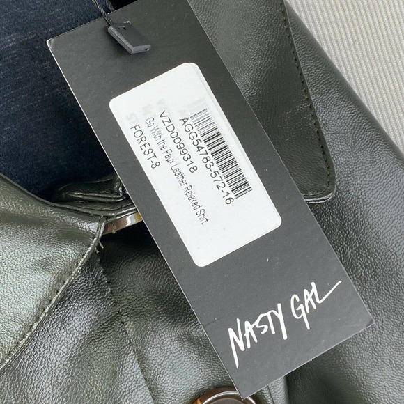 NEW Nasty Gal Faux Leather Relaxed Shirt Size 4 - Picture 5 of 5